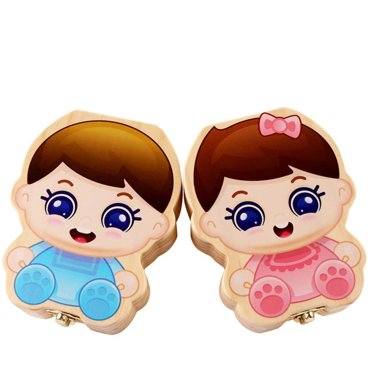 Modern natural cute unfinished pine storage organizer wooden tooth baby box