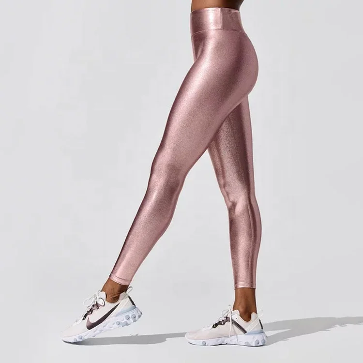 Wholesale Custom Vimsportswear Shiny Metallic Yoga Pants High Waist Fitness Custom Leggings For Women