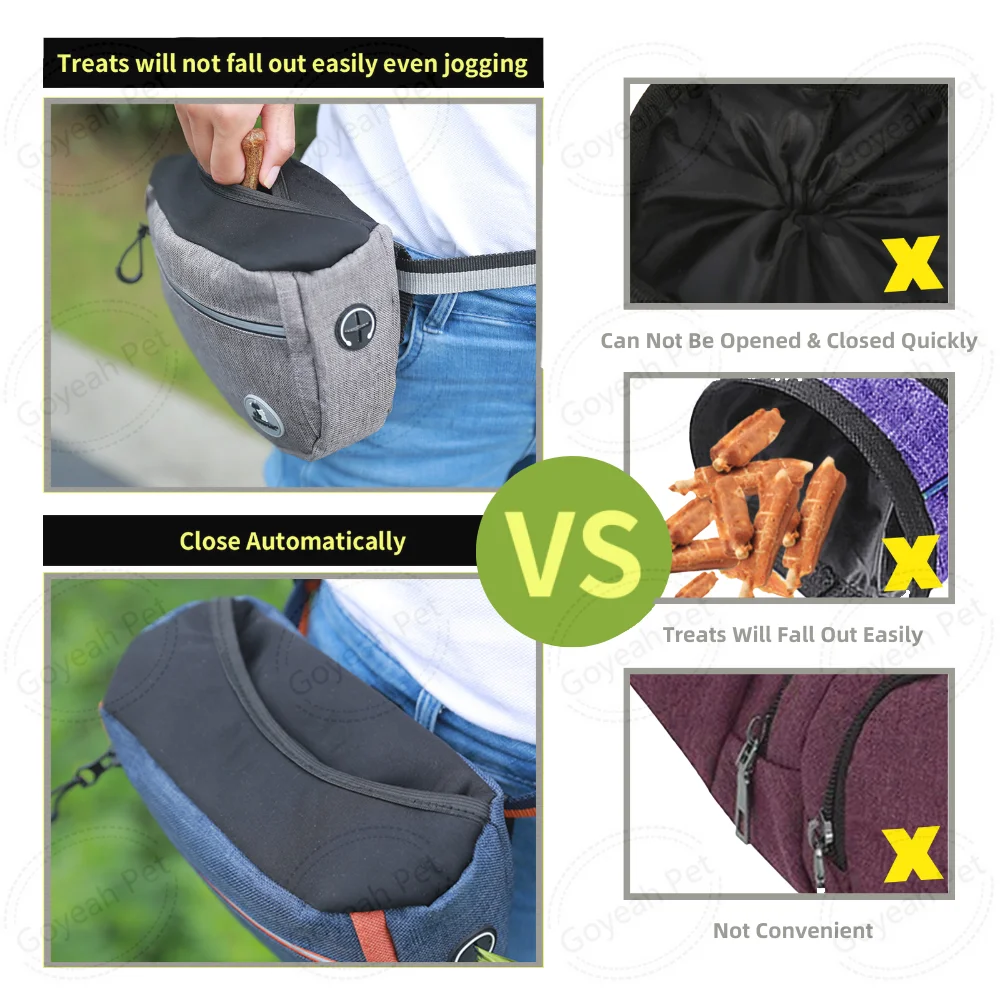 Large Capacity Dog Treat Pouch Waterproof 600D Oxford Pet Training Waist Bag