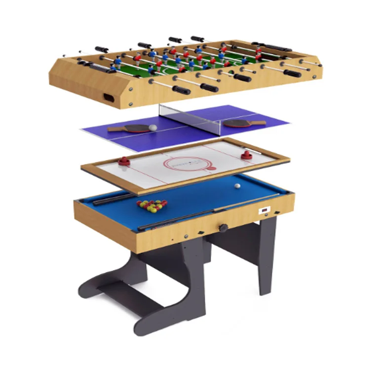 Folding multi-function game football table / air ice hockey table / billiard table / table tennis table
