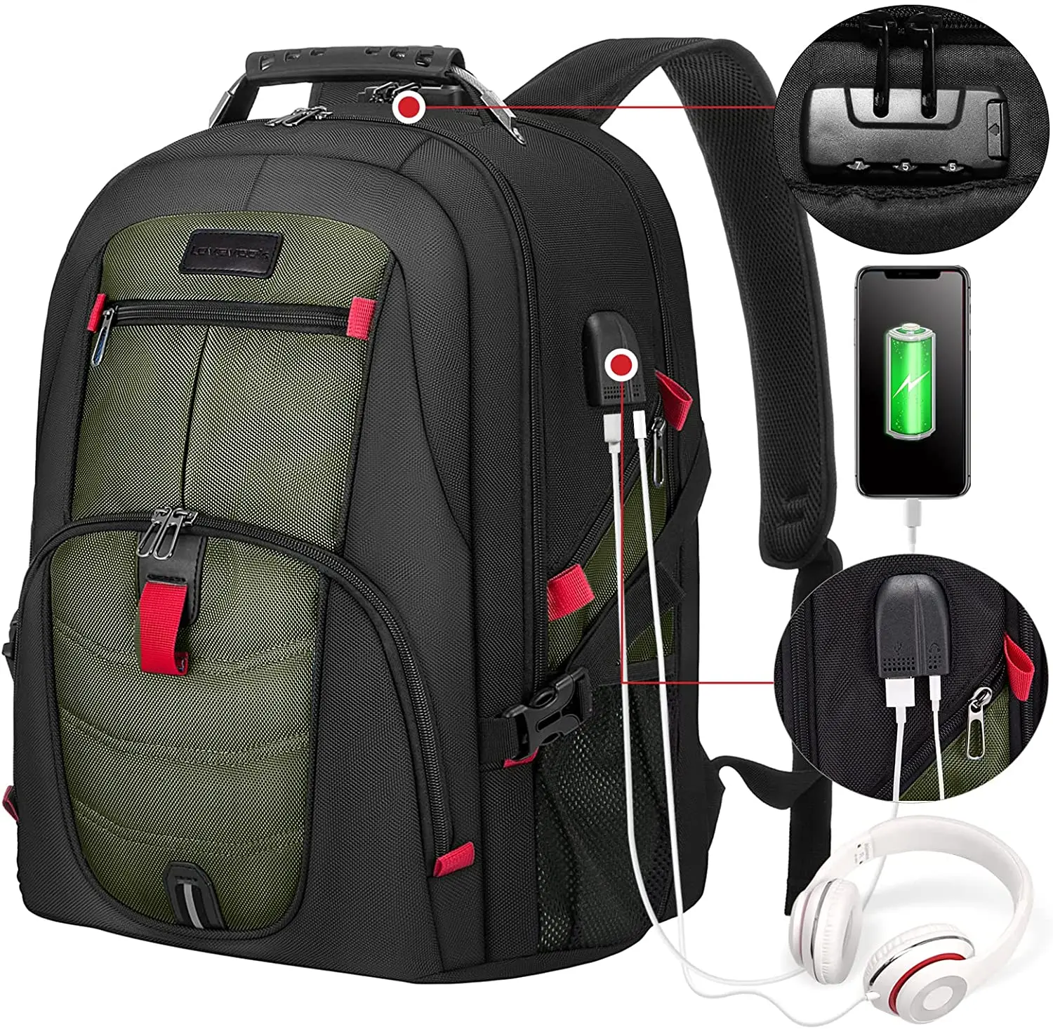 Модные женские сумки-мессенджеры высокого качества большой Анти-кражи рюкзак с замком для мужчин и женщин в школьном путешествия 17in рюкзаки ноутбуков интерфейсом USB