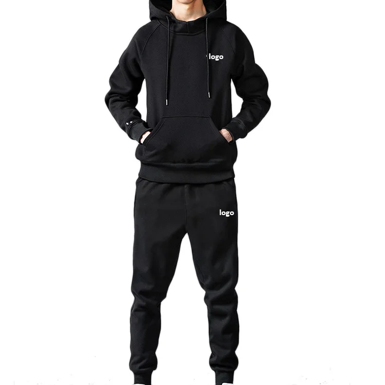 Custom logo fashion sport suit mens sweat pants hoodie set tracksuit for male hoodies with pants