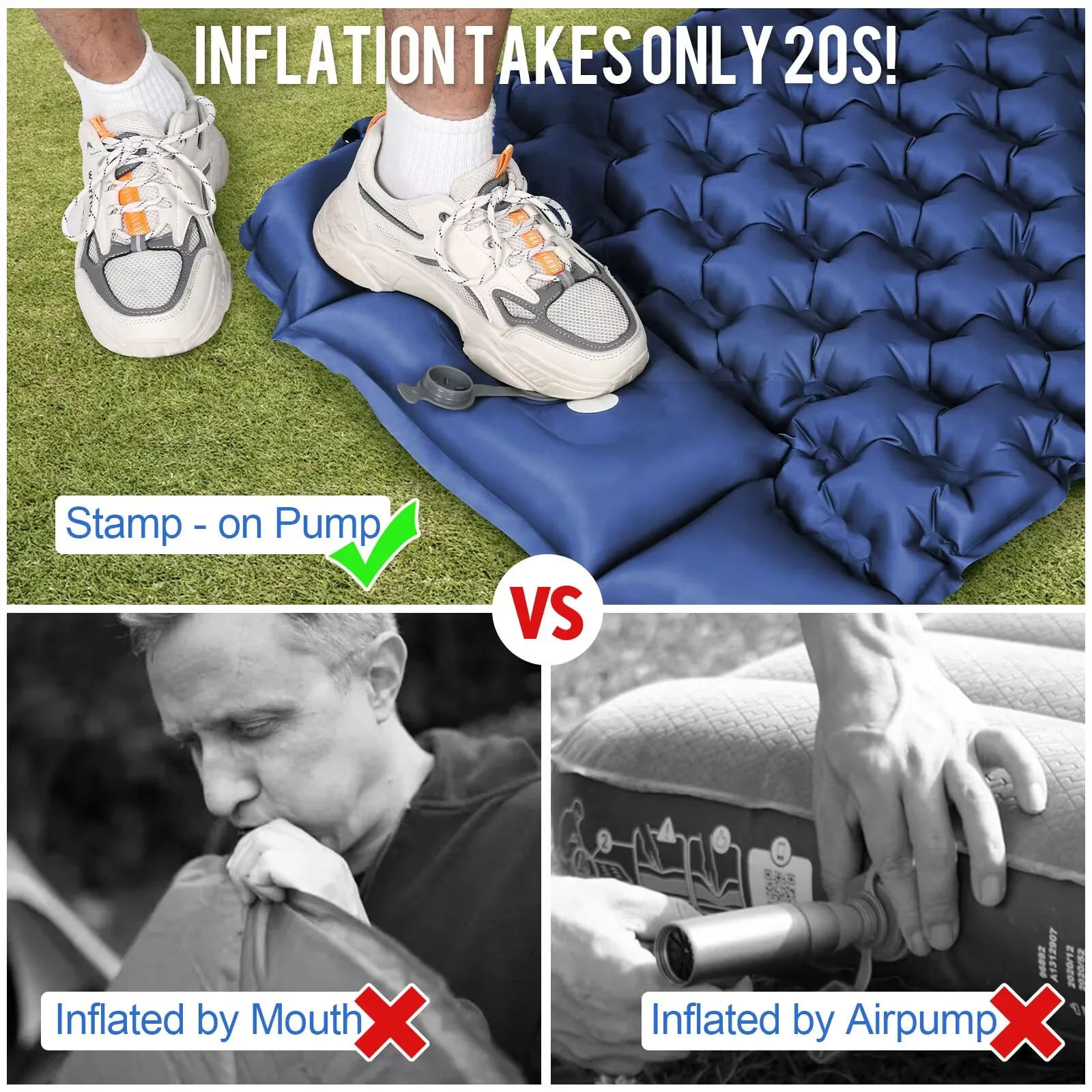 Sleeping Pad Ultralight Inflatable Sleeping Pad for Camping Built-in Pump  Hiking Compact & Lightweight Air Mattress