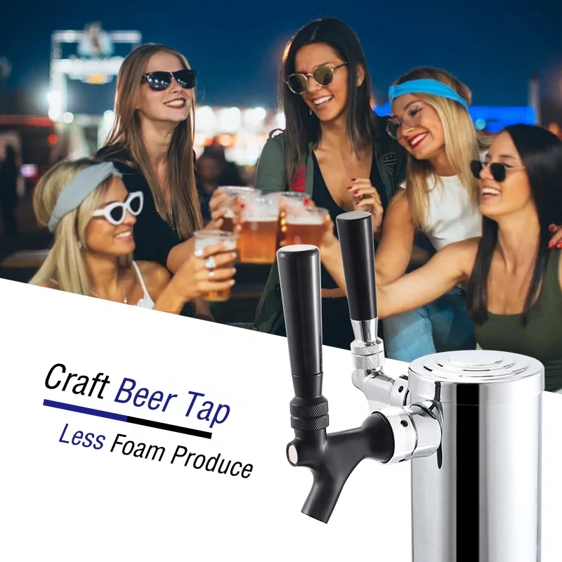 Matte Black Beer Tap Stainless Steel Core Brass Body with Beer Faucet Plug Clean Brush Kit Home Brewery Beer Dispenser