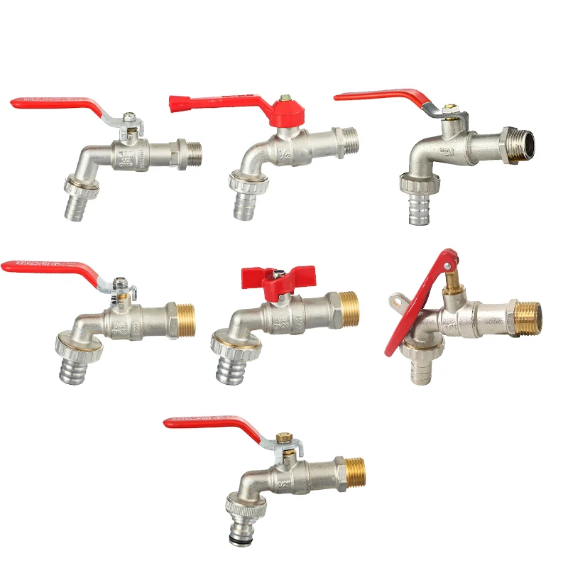 IFAN Long Handle Nickel Chrome Tub Faucet Plating Brass Bibcoks For Bathroom Hose
