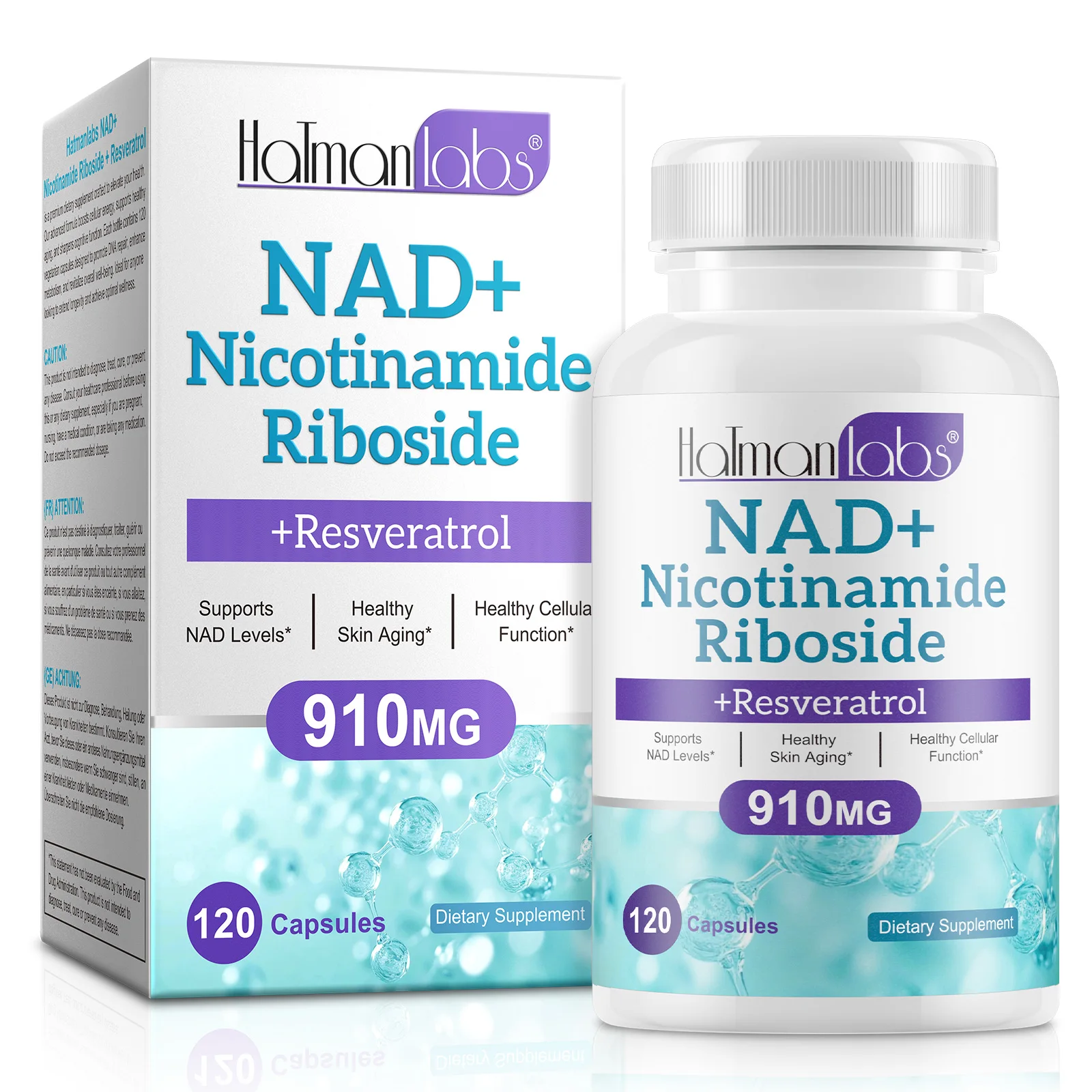 Hatmanlabs anti aging 120 capsules nad nicotinamide riboside liposomal nad capsule nad supplement liposomal