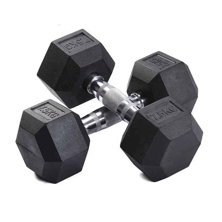 Professional Hex Rubber Dumbbell Set Best Fitness Equipment Accessories 2.5kg-60kg Iron Weights for Home Use