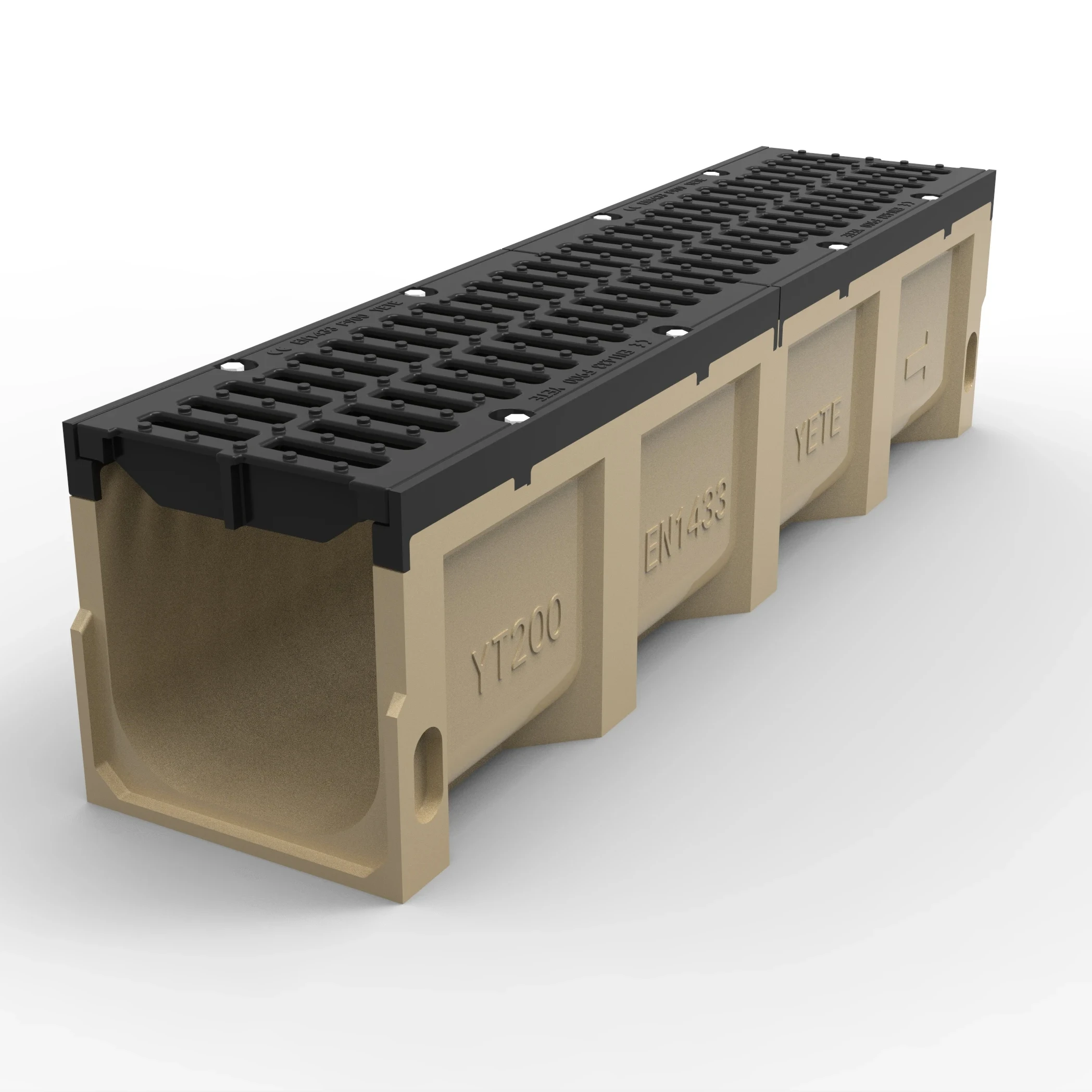 EN 1433 Load Class C 250 E 600 F 900 U Shape Drain Trench Precast Concrete Drainage Channel With Ductile Cast Iron Grating