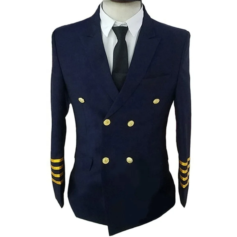 
High Quality Men Airline Pilot Captain Suit Aviator Costume Uniform Outfit Fancy Airline Suit 