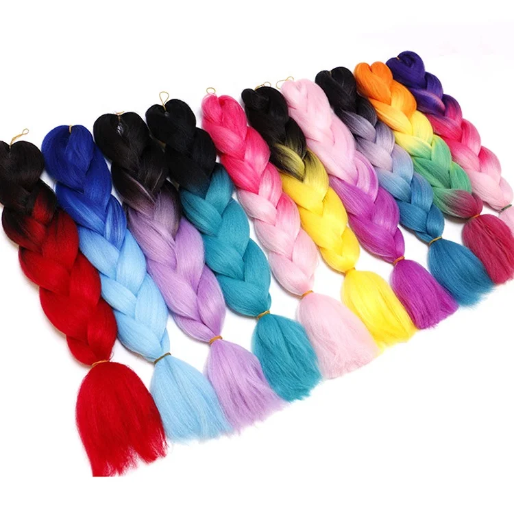 wholesale high quality raw material ombre jumbo braids synthetic hair extension