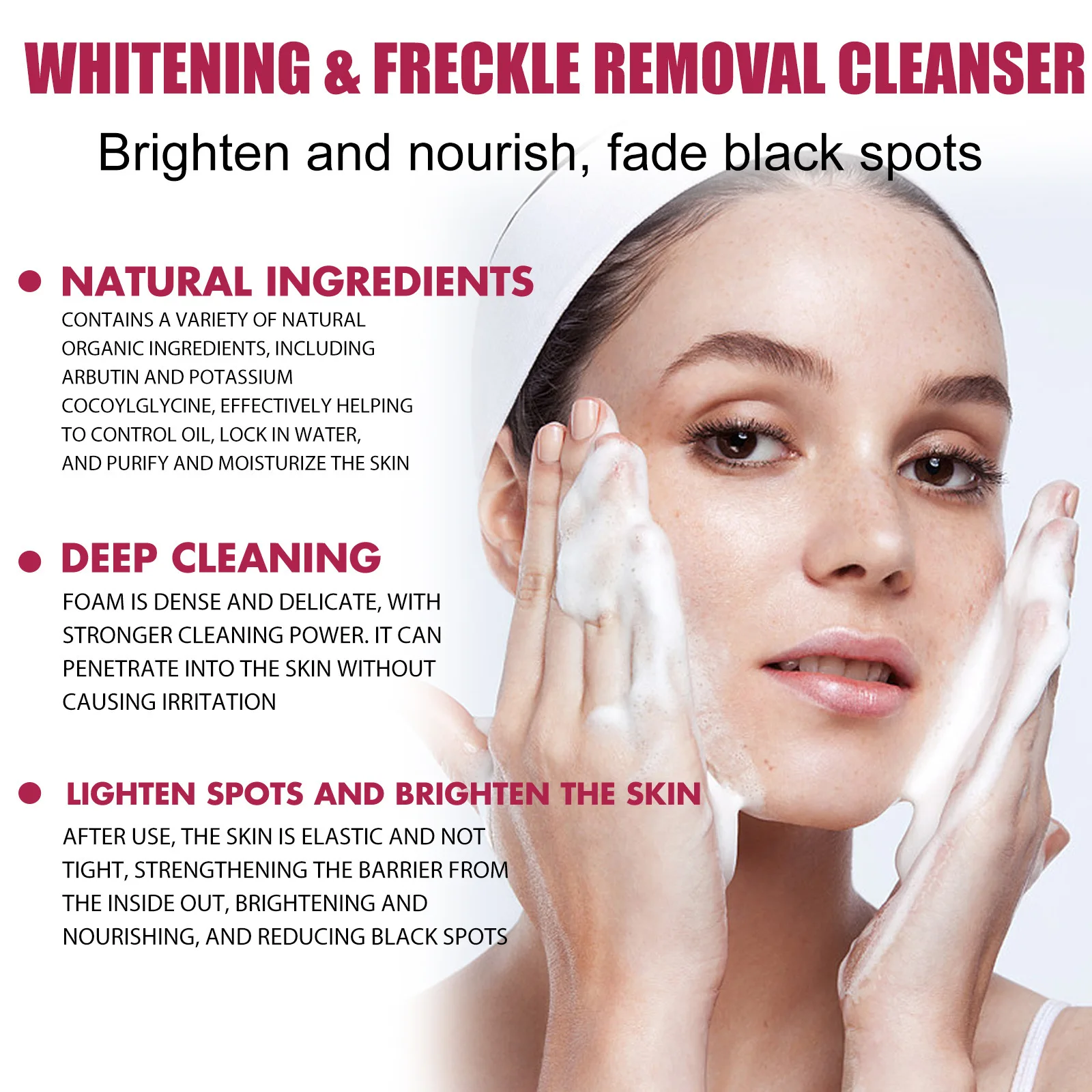 Hot Selling OUHOE Deep Cleaning Moisturizing Lightening Oil Control Face Cleaning Mousse Amino Acid Facial Cleanser