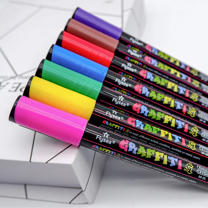 Medium Tip 12 Colors Water Based Ink Acrylic Paint Pen for Ceramic,Glass,Fabric
