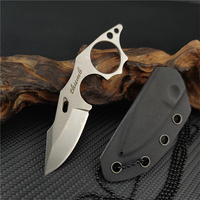 4.9-inch Tiger Shark Fixed Mini  K scabbard outdoor EDC Tactical Camping Necklace Knife