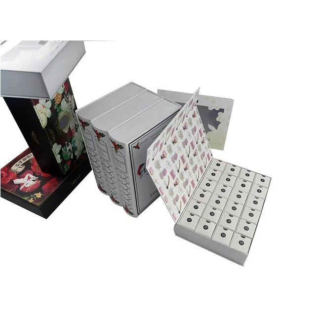 
Christmas advent calendar paper gft packaging box custom printed bookshaped calendar box 