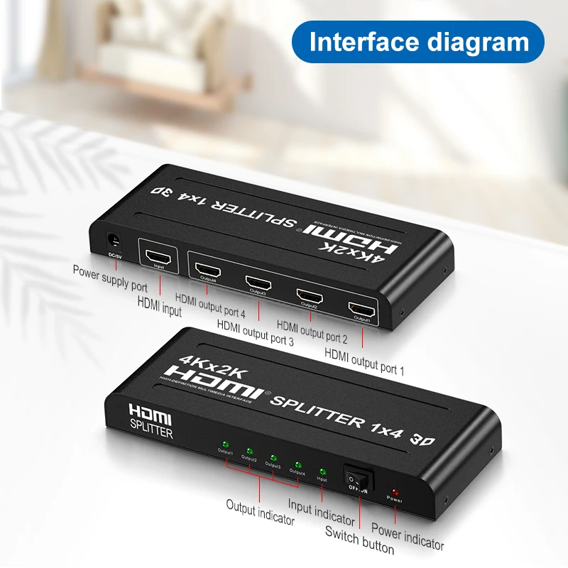 4K*2K High quality Wholesale hdmi splitter 1X4 distributor adapter pc tv console 1 in 4 out For DVD PS3 HDTV hdmi splitter