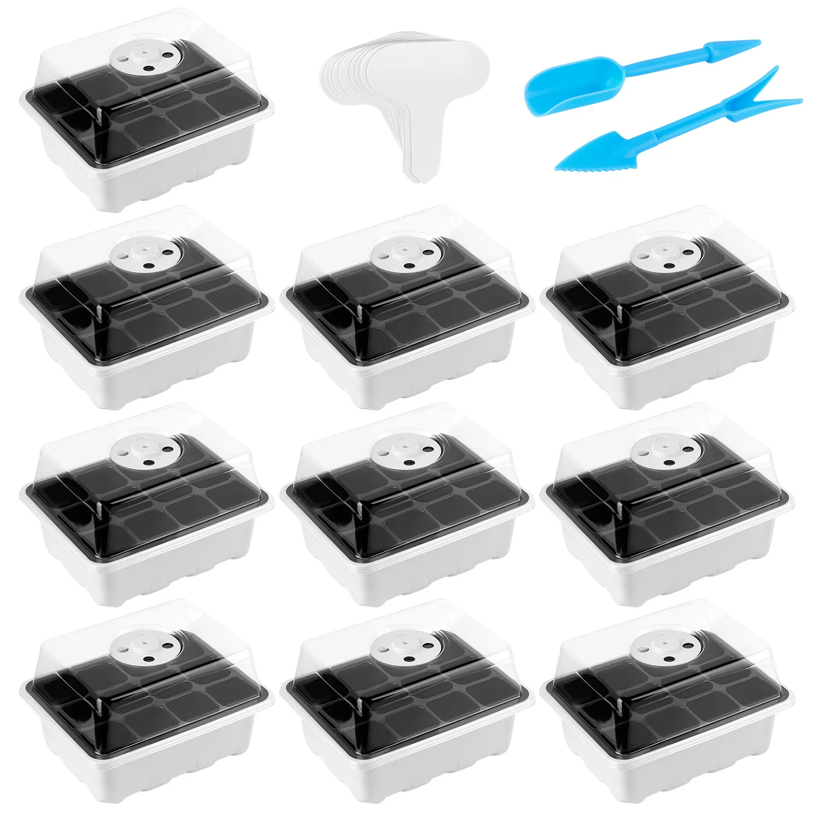 Garden Plant nursery carry tray Grow Box With pots Lid 6 12 Cell Germination Starter plastic cell seed nursery plug trays