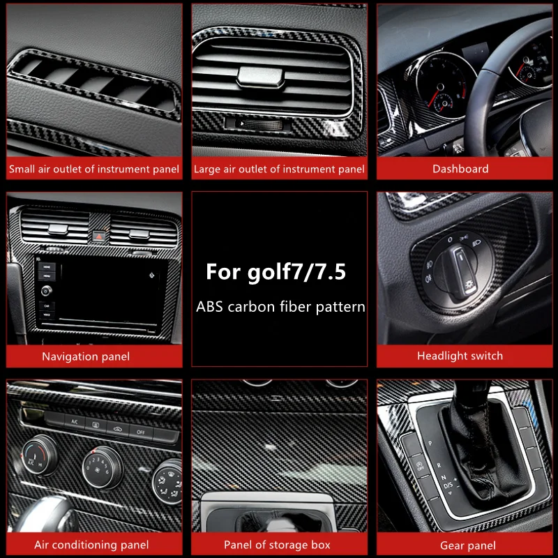 Ex factory price Customized Carbon fiber pattern ABS Automobile interior refit For Volkswagen golf7 golf7.5 in 2014-2020year