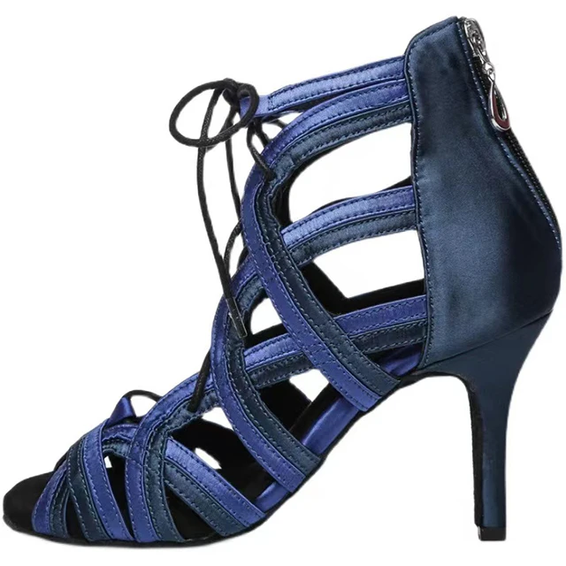 Summer Black Hollow High-heeled Dance Shoes Indoor Practice Boots Party Ballroom Performance Sandals Latin Samba Dedicated