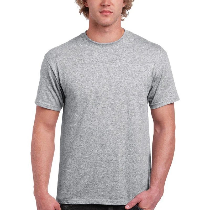 OEM High quality heather gray t shirt soft cotton polyester t shirt blend round neck custom printing t shirt for men tshirts