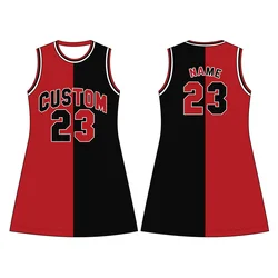 Custom Women Jersey Shirts Dress Summer Bodycon Dress Custom Pink Team Charming Lovely Basketball Uniform Dress