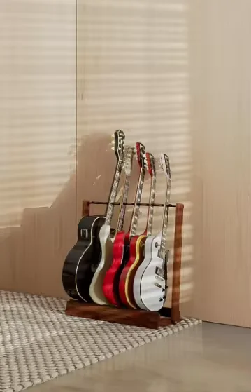 Freestanding Wood Stand Wooden Electric Guitar Floor Acoustic Stand Multi Wooden Guitar Rack for Acoustic Electric Bass Guitars