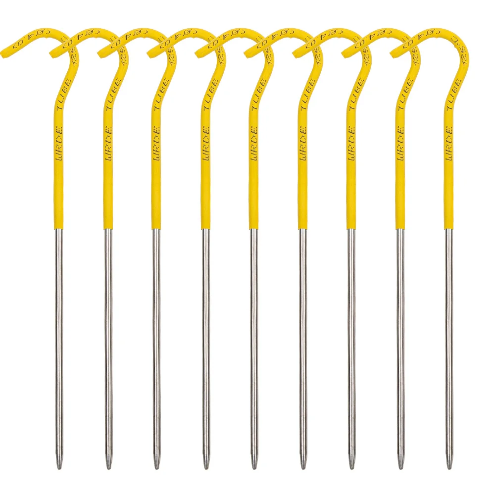 TiTo 3.0*165mm Ultralight Titanium Alloy Camping Tent Pegs With Hooks Garden Stakes Ground Nail Camping Guyline Awning Canopy