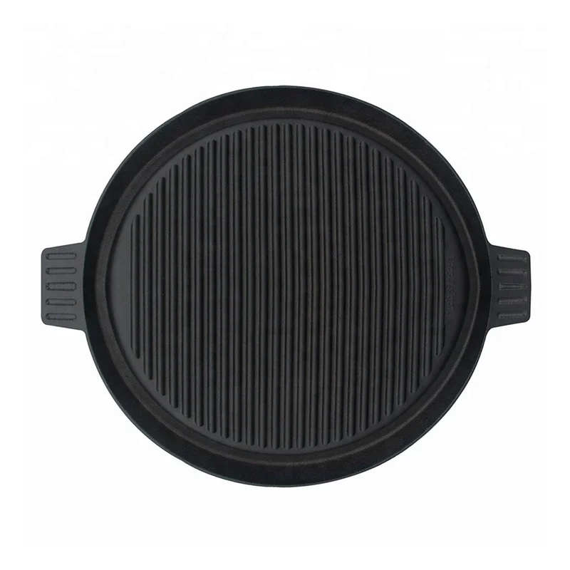 Оптовая продажа предварительно приправленная круглая чугунная двухсторонняя гриль для барбекю