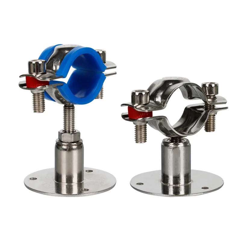 Adjustable Stainless Steel Pipe Bracket Clamp 1-1/2 Inch Dia Wall Mount Ceiling Mount Pipe Supports Rubber Strap Pipe Fittings