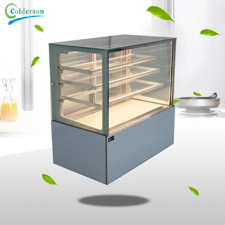 Customized cafe Refrigerator Four-layer right angle Showcase For Cake marble Display store dessert fridge glass door bakery