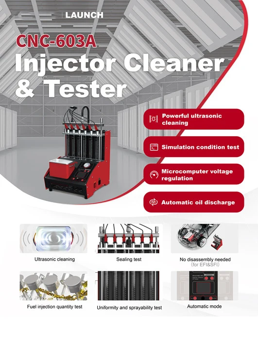 Launch CNC 603A fuel injector cleaner&tester cnc-603a 6 Injecting flow test Ultrasonic cleaning