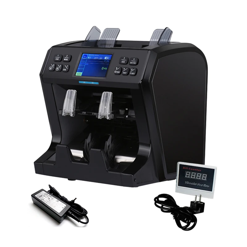 Two pocket two CIS multi-currency cash note banknote Value Counter Mixed Money Value Counter CIS banknote counter
