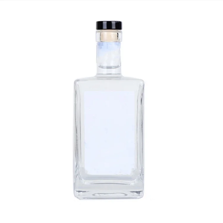 Bulk Price Crystal Clear 500ml 750ml Square Glass Gin Brandy Bottles Whiskey Vodka Bottle For Tequila