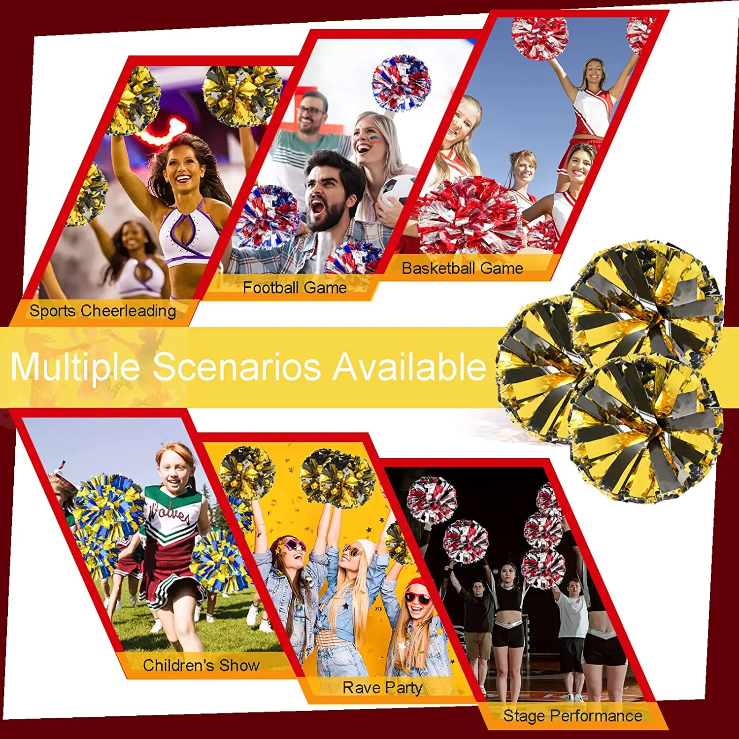 double spell color cheerleading Pom Sports Dance Cheer Plastic Poms for Sports Team Spirit Cheering