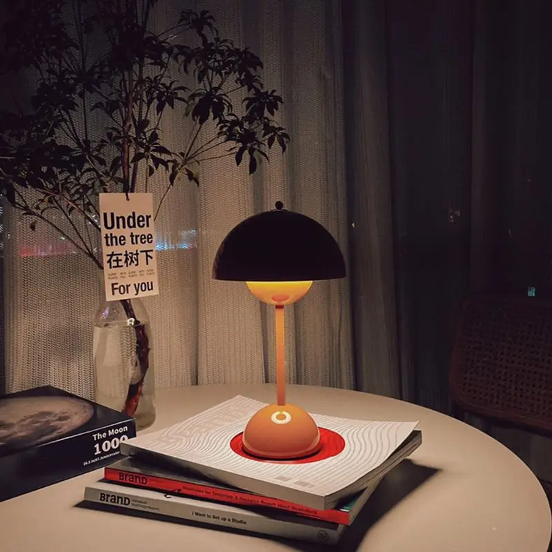 mushroom lamp cordless rechargeable touch sensor Metal Aluminum wireless Table Lamps cordless table lamp restaurant