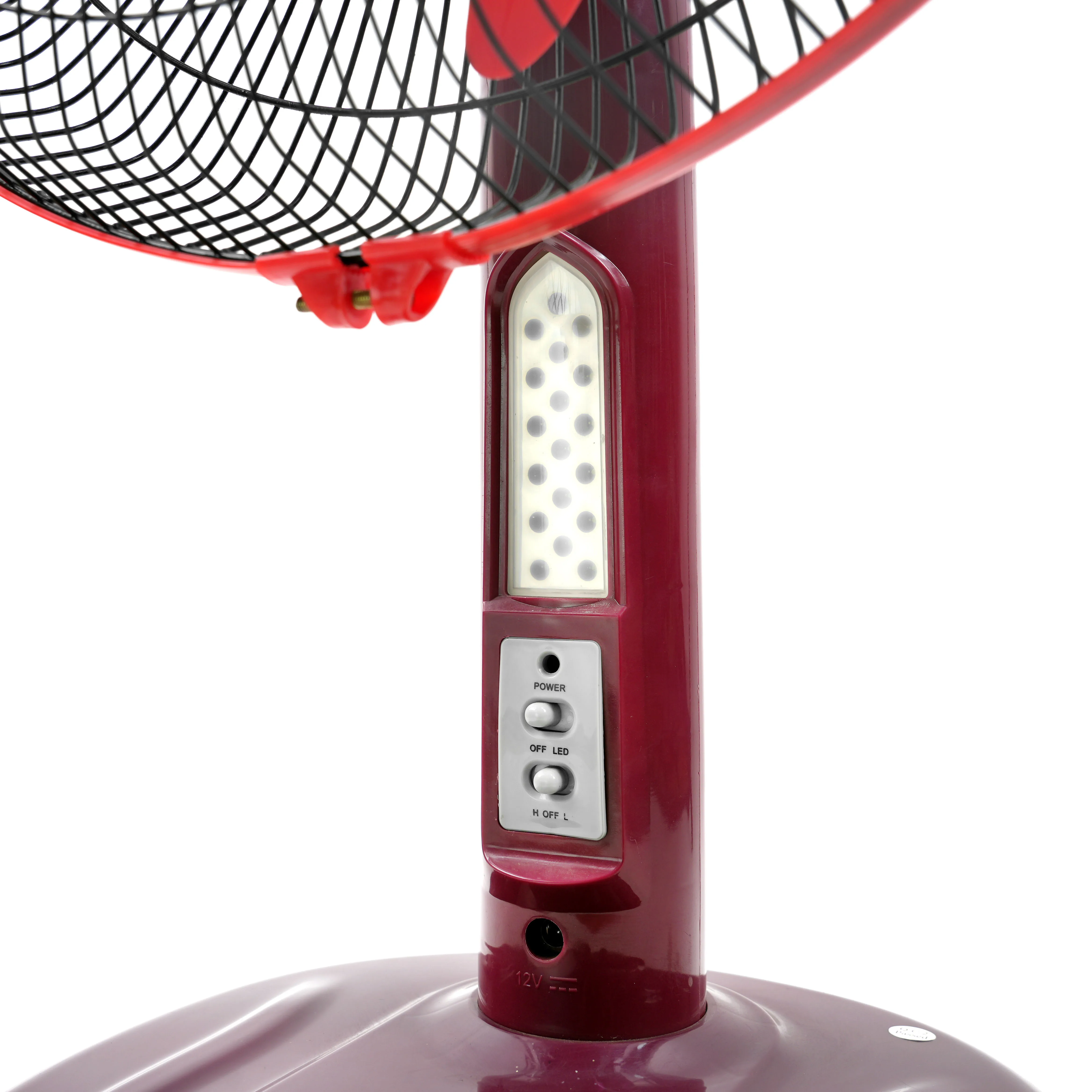 AC/DC table fan exported to Yemen DC 12V brush motor 16-inch portable table fan  air cooling  fan with led light and adapter