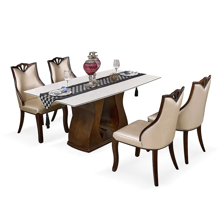 factory price luxury dinner dinning wood table dining room marble table sets
