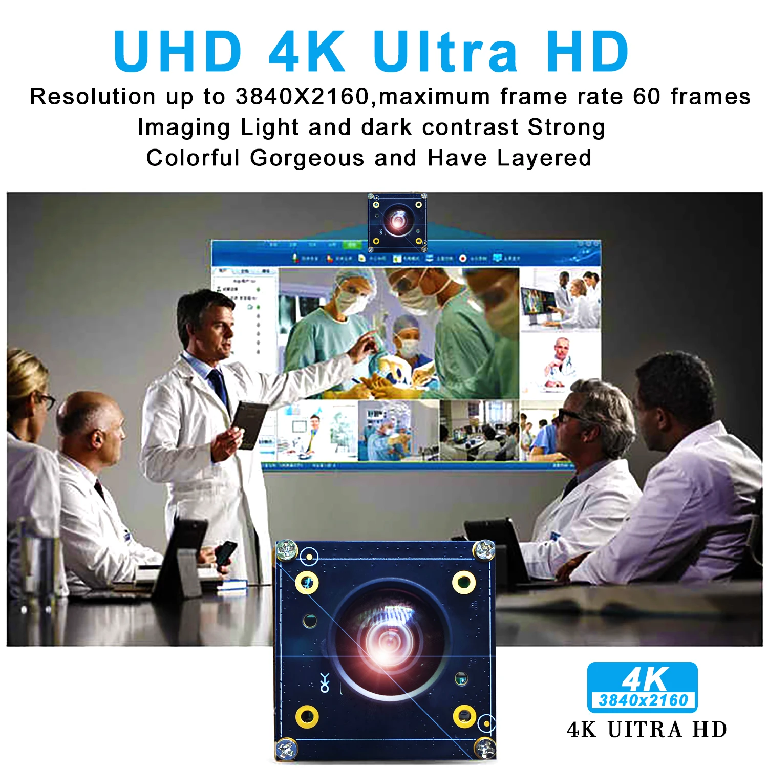 Wide Angle 8mp USB Camera 60fps Fixed focus 4K PC Camera Module with No Distortion Lens 90 Degree for Computer