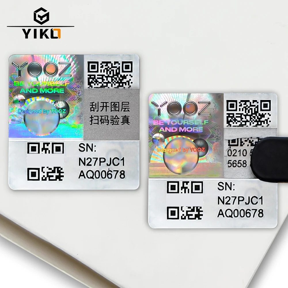 Custom Anti-counterfeit Label Sticker Scratch-off With Unique Number Security 3d Logo Hologram Scratching Qr Code Sticker