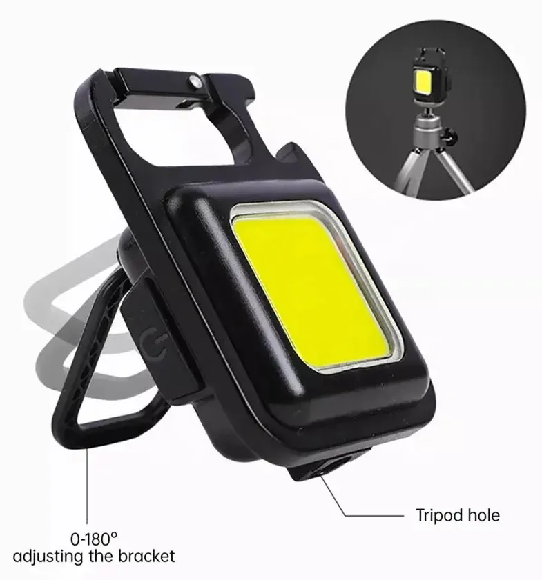 Rechargeable 4 Light Modes Portable Pocket Light Keychain Mini Flashlight With Bottle Opener,Magnet Base,Folding Bracket
