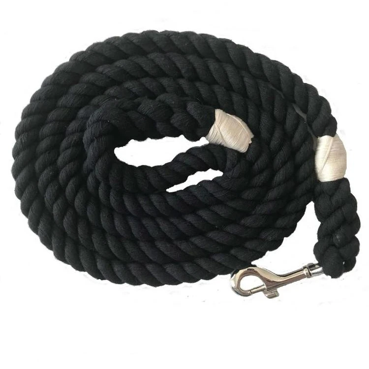 Black Ultra Soft Cotton Rope Dog Leash