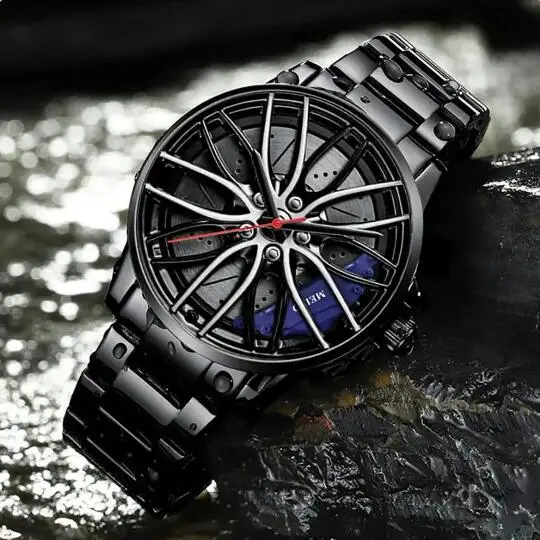 Car Wheel Rims Hub Men Quartz Watch Stainless Steel Watch Luxury Wrist Men Business Watches