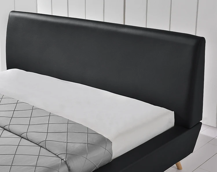 Willsoon Scandinavia-Style Modern Bed Frame European Double-Sized PU Faux Leather Wooden Bed Frame for Home Furniture