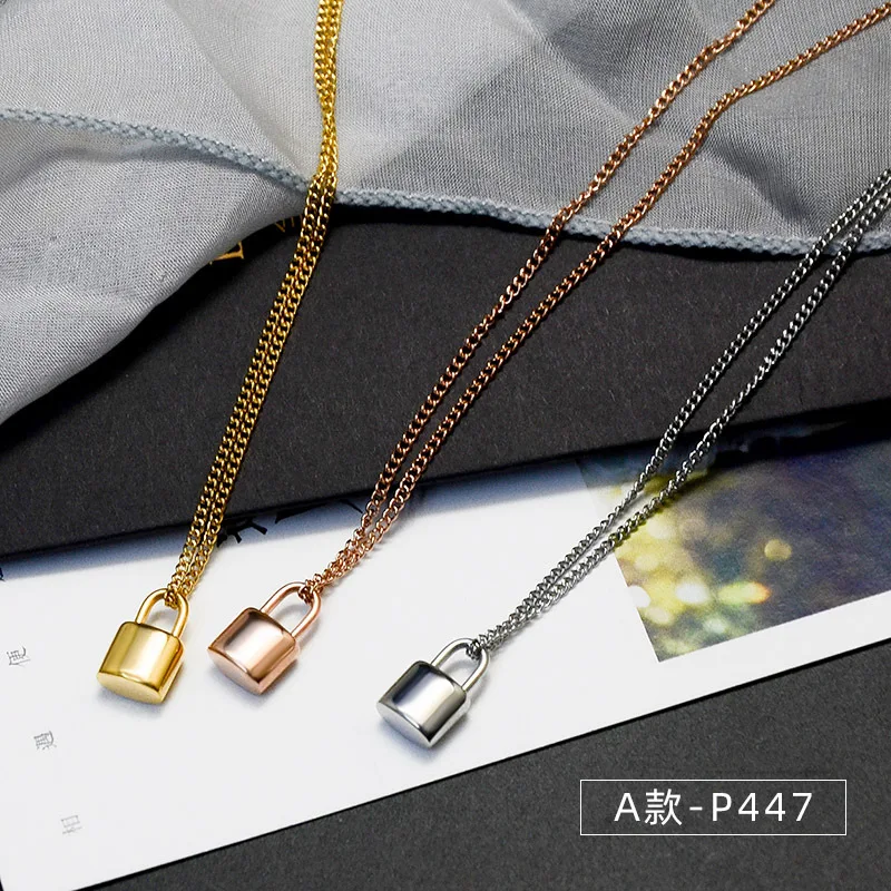 Hot Selling Women Accessories 18K Gold Plated Lock Pendant Stainless Steel