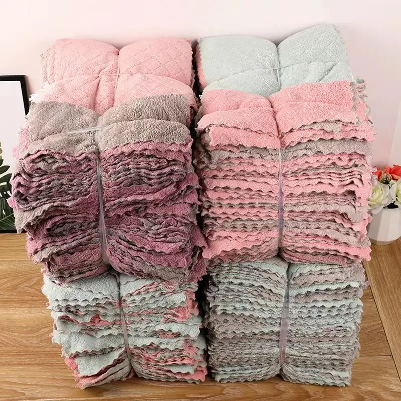 microfiber terry cloth fabric Absorbent No Odor Reusable Dishtowel Nonstick Oil Fast Drying Dish Rags