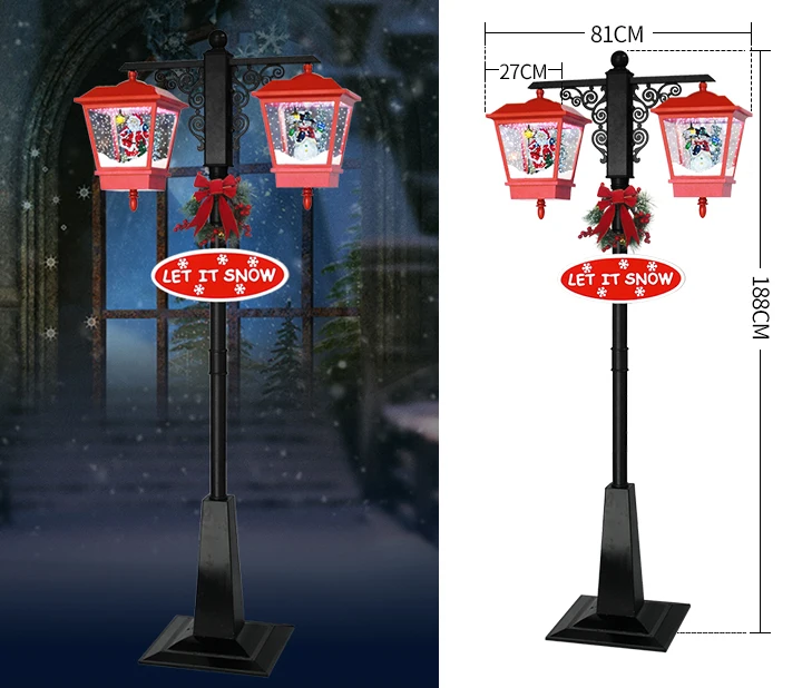 Classic Vertical laternen mit schnee Music led Christmas street lamp snow