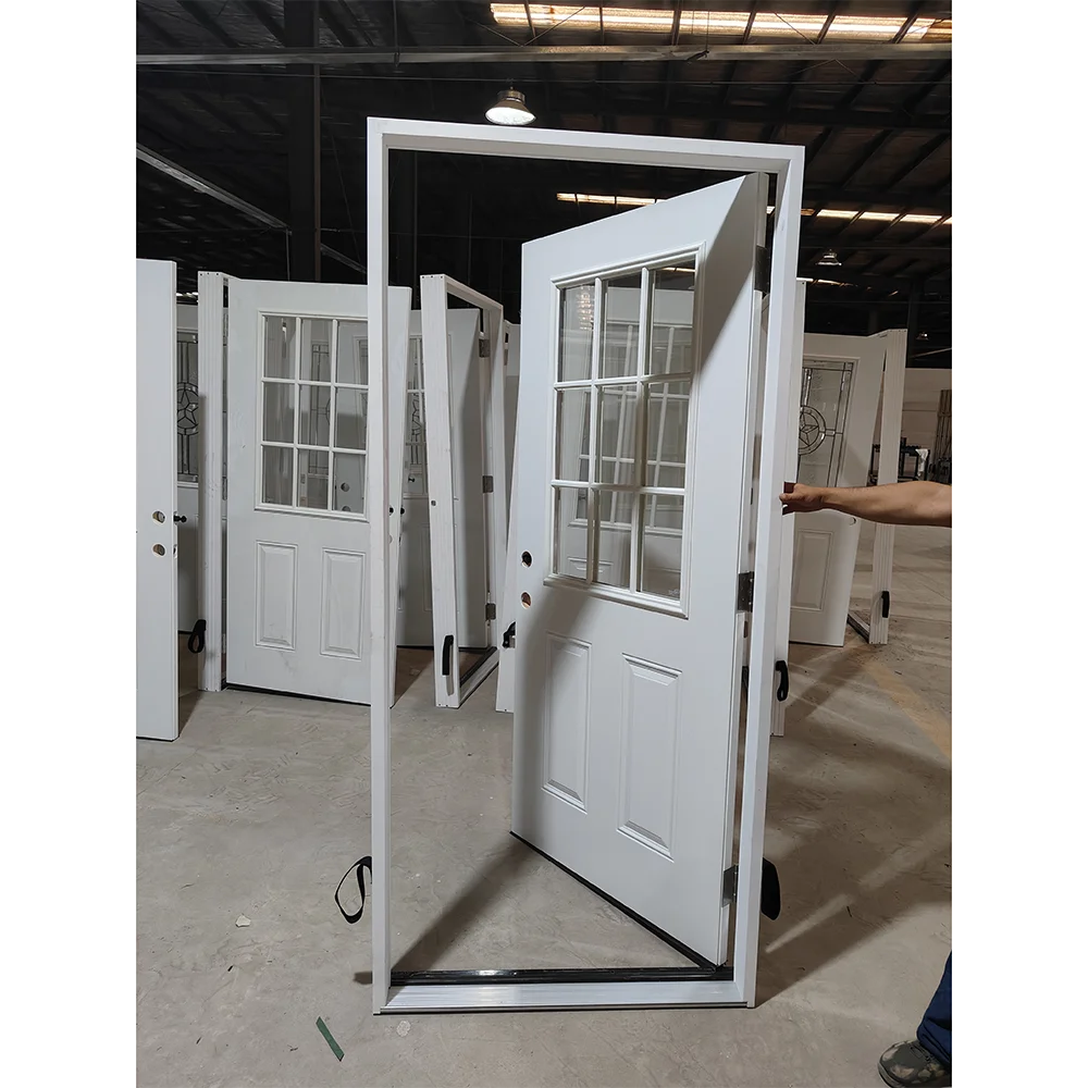 American 9 lite top 3 panel steel front door Residential Entry Doors