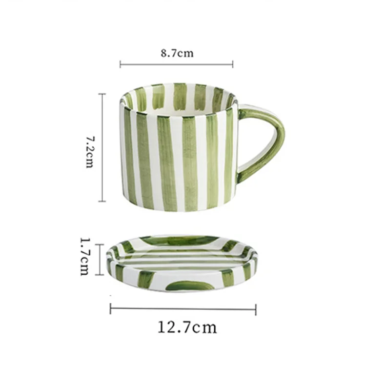 Оптовая продажа чашек с блюдцем для латте капучино и двойного эспрессо ручная роспись Мате кафе бариста