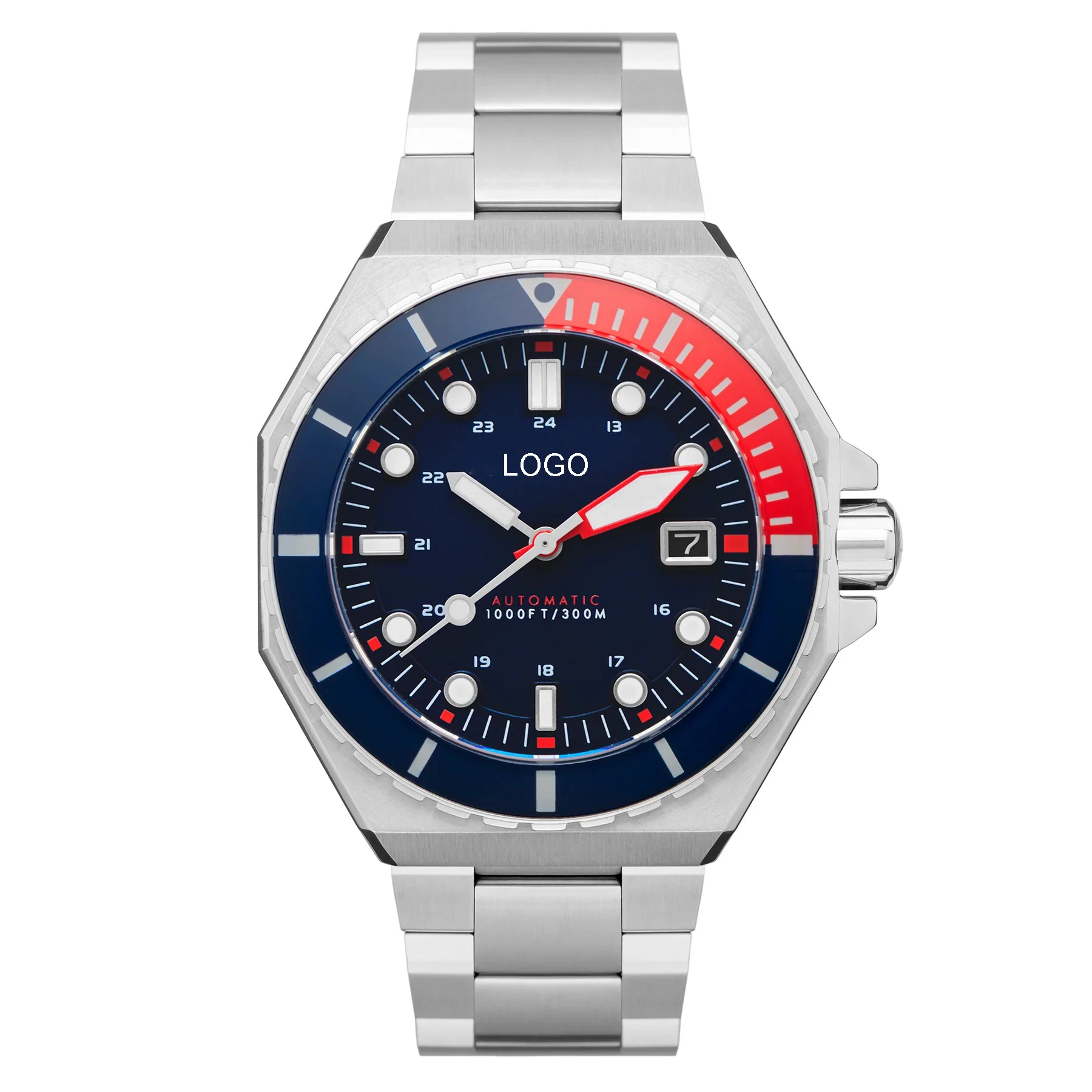 44MM Octagon Shaped Customized Watches Design ,Automatic Mans Watch With Super C3 Luminous Watch