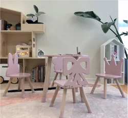 Cute Design Kids Room Furniture Wood Table And Chairs Set