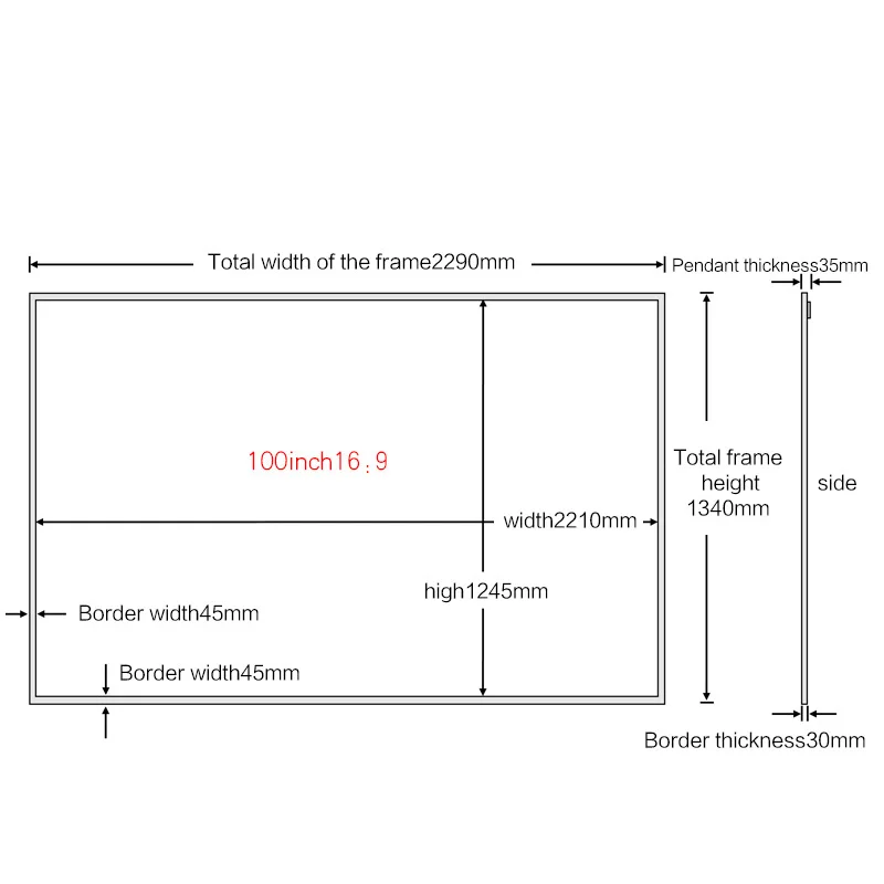 Hoin 72 Inch Projector Alr Customized Size 4k Frame Wall Projector Alr Fixed Frame Screen